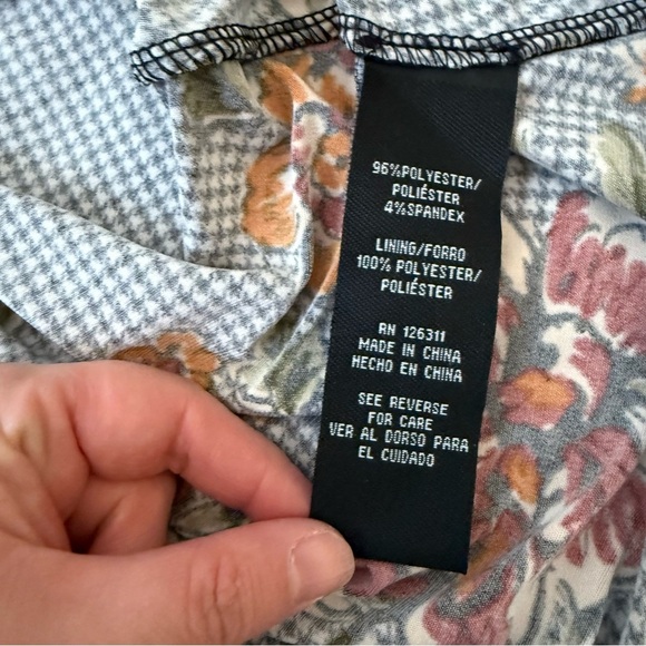 Ronni Nicole Women's Size 10 Midi V Neck Dress Houndstooth Floral Dark Academia - Picture 12 of 12